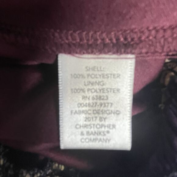 Christopher & Banks Blouse SZ Small‎ Women Purple Chiffon Overlay Tank Lining - Picture 10 of 15